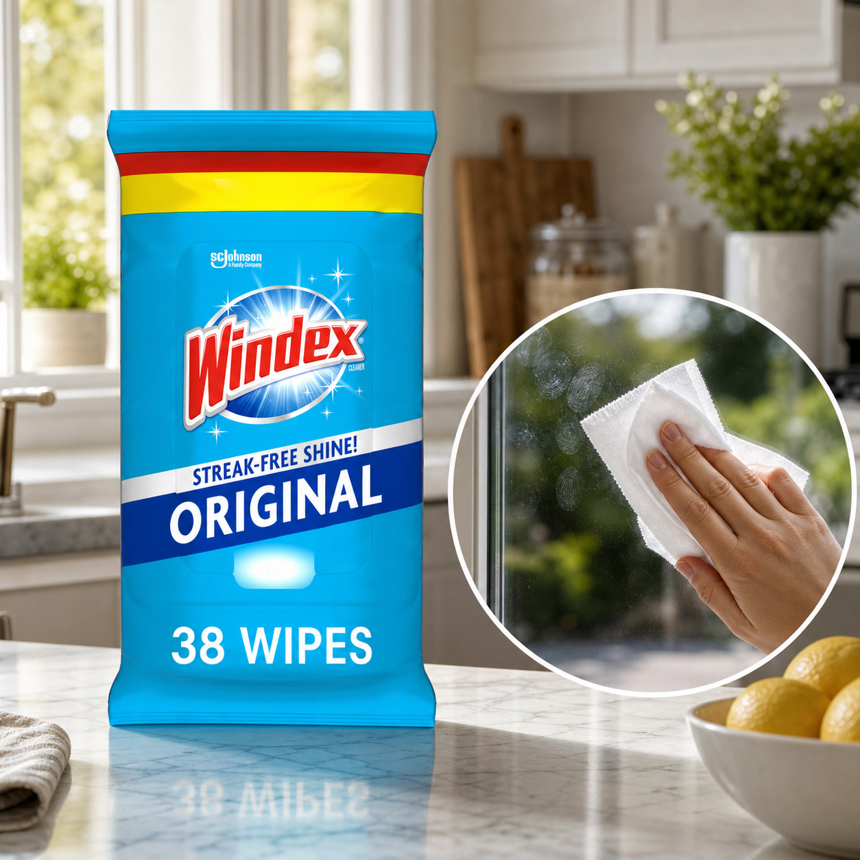 Glass Cleaner Streak - 38ct Pre-Moistened Window And Glass Cleaner