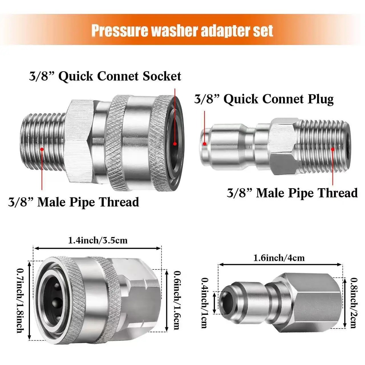 Stainless Steel 3/8 Quick Conn - Car Shampoo Ph recension och pris